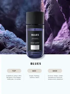 KOSY MOSY BLUES Eau de Parfum - Men's Fragrance 100ml. Rich woody scent with a sophisticated blend of pink pepper, jasmine, and sandalwood. Suitable for both men and women. High-end fragrance | Elegant perfume | Christmas gift