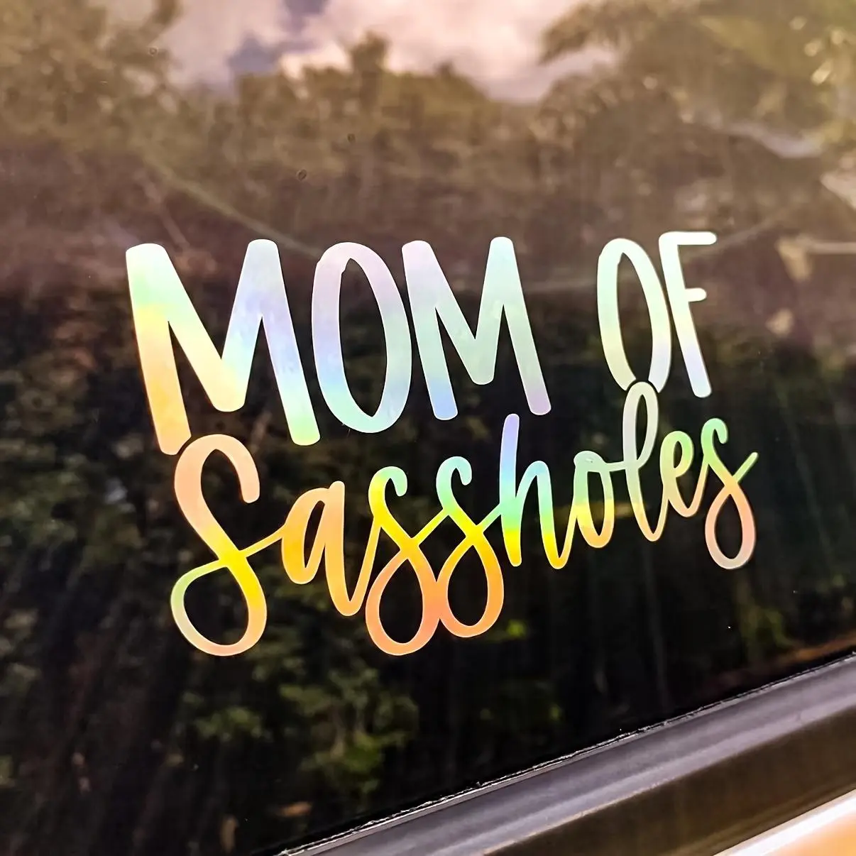 Mom Of Sassholes Letter Laser Decals, Car Truck Van Vinyl Decal Sticker, Cute Car Stickers, Car Decor Decor, Wall Decor, Cup Decor, Sticker For Cars, Car Decorative Sticker