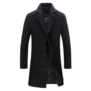 Fashion Trendy Coat Stylish Mid-Length Woolen Overcoat Men's Trench Coat Slim Fit Versatile Suit Gray Evening Wear