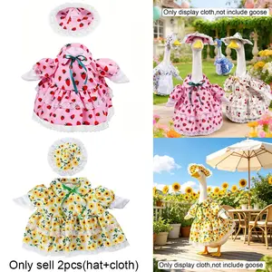 2pcs Floral 23 Inch Porch Goose Costume | Spring Countryside Style Small Floral Goose Outfits, Suitable for Courtyard Porch, Balcony, Home, Event Party Supplies Set Valentine, Carnival, Easter, Wedding, Costume Decoration