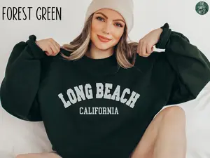 Long Beach T-Shirt, Sweatshirt, California Crewneck, Moving to Long Beach, Travel Gift, Long Beach CA Souvenir, Trendy Varsity, Comfort Cotton