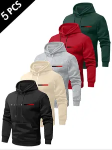 Men's Fall Winter Long Sleeve Hooded Sweatshirt Set, Paris Pattern Print, French Fabric, Loose Fit Casual Clothing, Perfect for Vacation, Holiday, Daily Wear