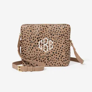 ML MARLEYLILLY Monogrammed Classic Crossbody Bag - Leopard Print Faux Leather with Adjustable Strap & Personalization Option
