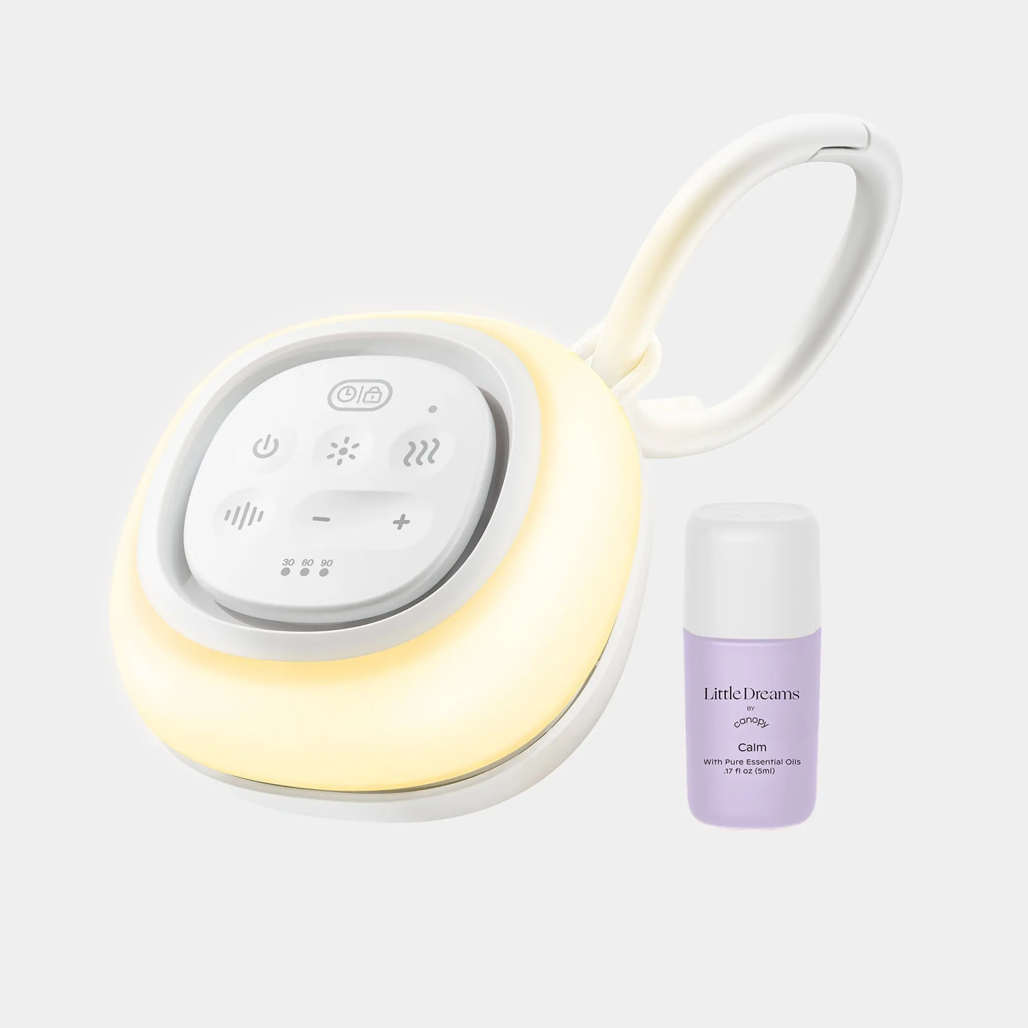 Canopy Sound Machine + Aroma | Portable 3-in-1 With White Noise | White noise, Heartbeat, Night Light | Aroma Diffuser For Sleep, Naps, Bedtime | Clip-On For Crib, Stroller, Diaper Bag, Travel | 15 Sounds | 15 Hours Cordless | No App Or Subscription