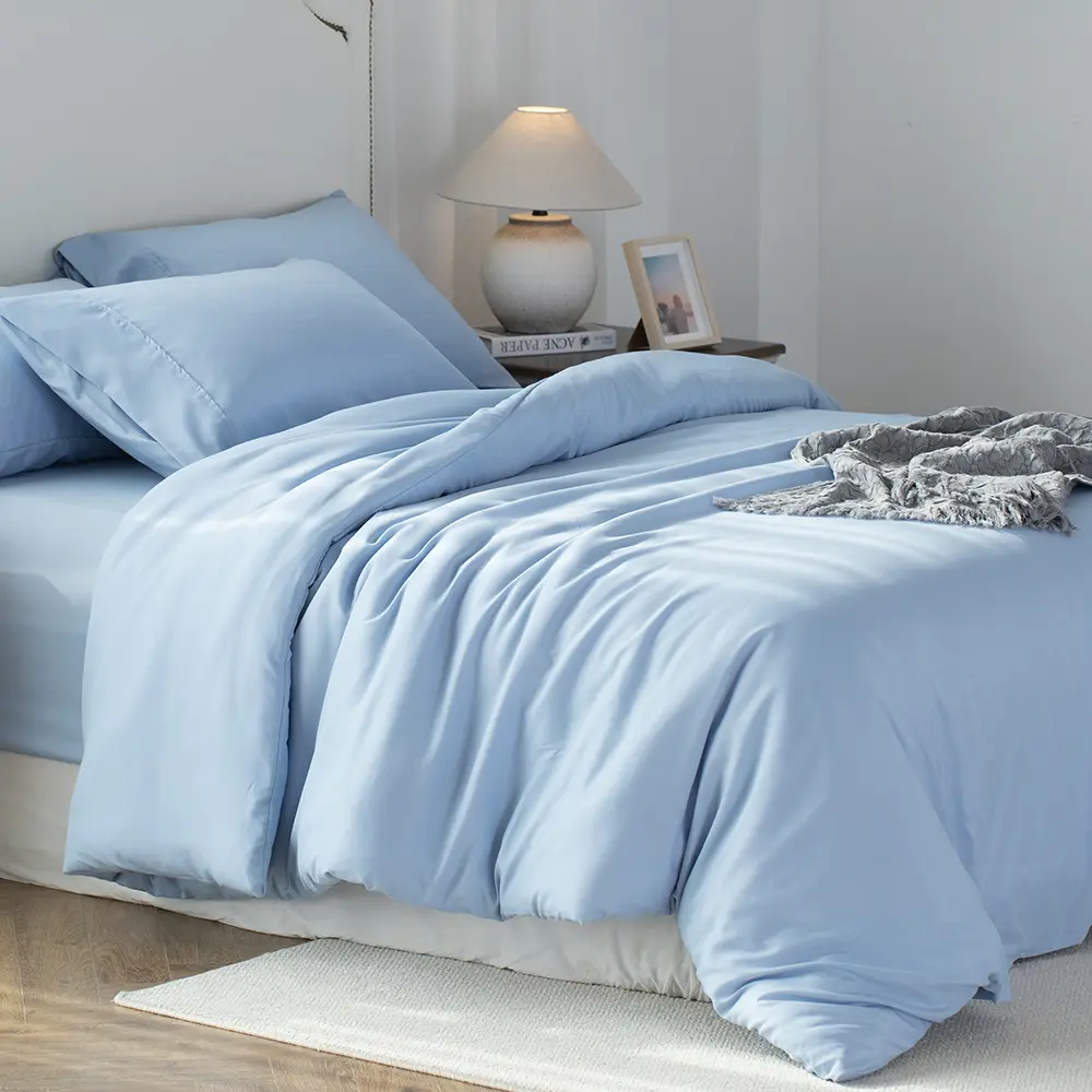 Blue Sheet Set - Includes Duvet Cover and Pillowcases OEKO TEX Certified Comfortable Bedding Solution for Cozy Nights