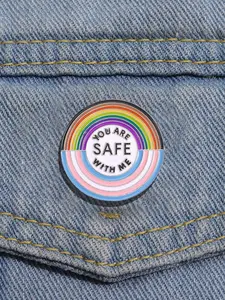 Safe Together Enamel Pin Lgbt Rainbow Pride Badge, Casual Unisex Accessory, Stylish Brooch for Backpacks and Jackets, Durable Metal Pins, All Seasons