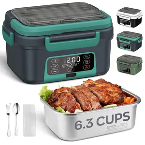 360° All-Round Electric Heating Lunch Box, Equipped with 20000 Mah Rechargeable Battery, With Extremely Long Battery Life, Automatic Time-Controlled Heating, Suitable for Home, Office, School, Picnic, Travel Food Heaters