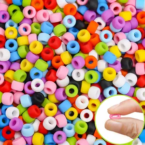 300PCs Silicone Pony Beads 6 * 9mm   Vibrant  Silicone Kandi Beads for Bracelet Making, Mixed Colors Silicone Focal Beads for Hair Braiding, Pens, DIY Crafts, Key Chains and Ornaments Decorations