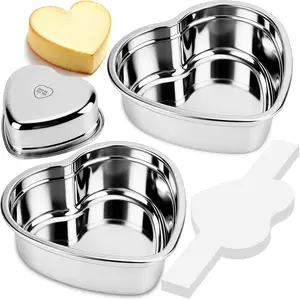 Heart Shaped Cake Pans Set of 2 8 Inch Heart Cake Pan with 60PCS Parchment Paper Nonstick Stainless Steel Baking Pans for Valentine's Day Birthday Wedding Halloween Thanksgiving Dishwasher Safe
