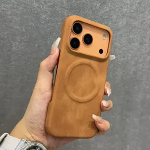 Luxury Sheepskin Feel Leather Magnetic Case For iPhone 17 Pro Max 13 12 14 15 Plus 16 Pro Max 17 Air For Magsafe Matte Cover