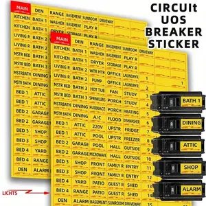 1 Pack, 129 Pcs Circuit Breaker Stickers, Fuse Box Identification Reminder Labels, Easy Recognition Adhesive Tags, Adhesive Tabs