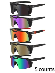 5 Pairs Plain Color Sunglasses, Casual PC Frame Eyewear, Outdoor Cycling & Travel Accessories, All-Season Wear