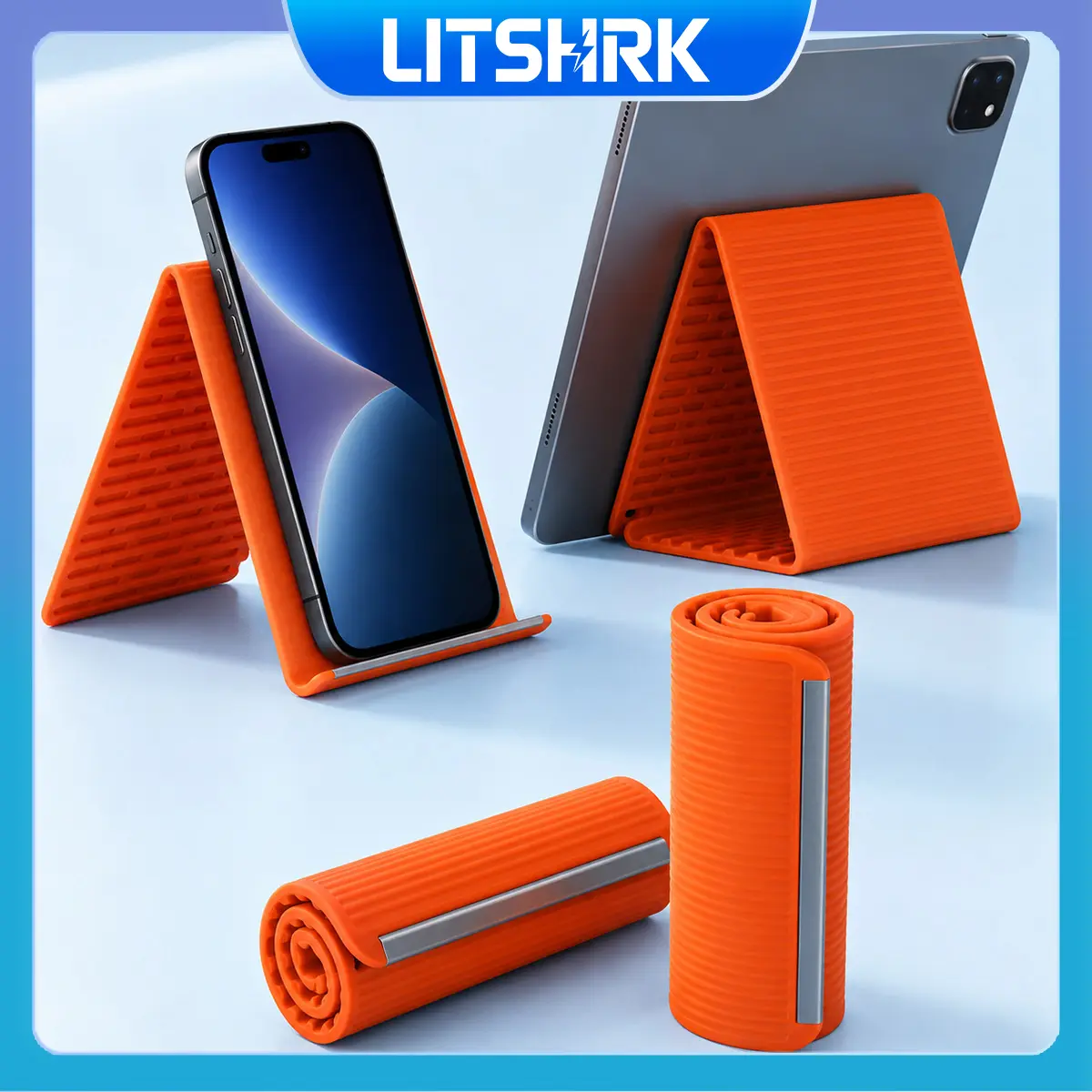 Foldable Aluminum Alloy & Silicone Tablet Stand, Multi-Functional Phone & Laptop Holder with Flexible Support and Bending Capabilities