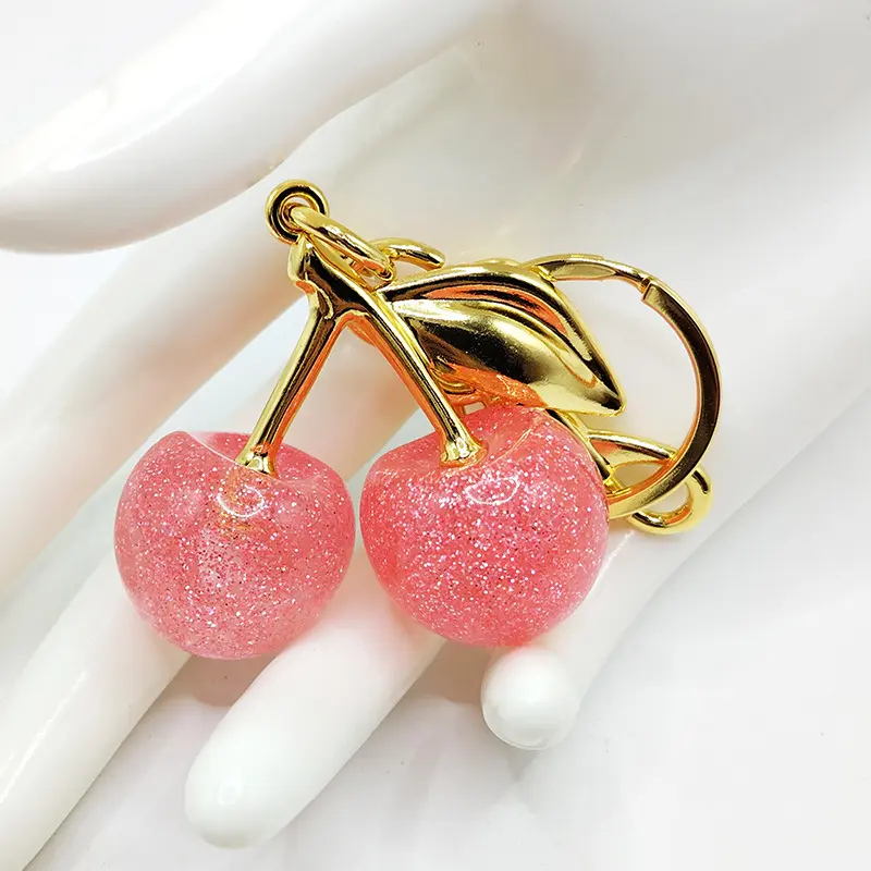 Cute Sparkly Cherry Bag Charm, Stylish Purse Pendant for Women & Girls, Lightweight & Adorable Gift Accessory, Purse Patch Charms & Twillies, Bag Charms