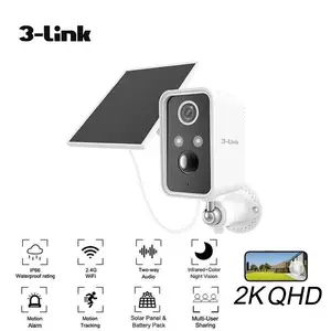 Cameras Wireless Outdoor, 2K Wi-Fi Battery Solar Camera Outdoor Wireless for Home Security Outside, Motion Detection, Spotlight, Siren, Alexa Compatible, Only 2.4G Wi-Fi Card Rechargeable