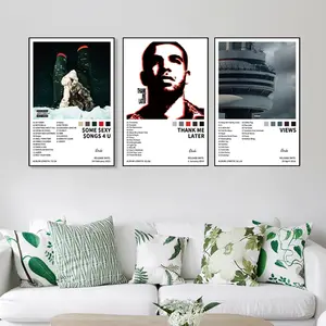 3-piece set: Drake/$OME $EXYSONGS4 U/THANK ME LATER/VIEWS music album cover canvas poster, Unframed Art Print, home decor, bedroom birthday/Christmas/New Year's gift, retro style, hip-hop music fans, frameless