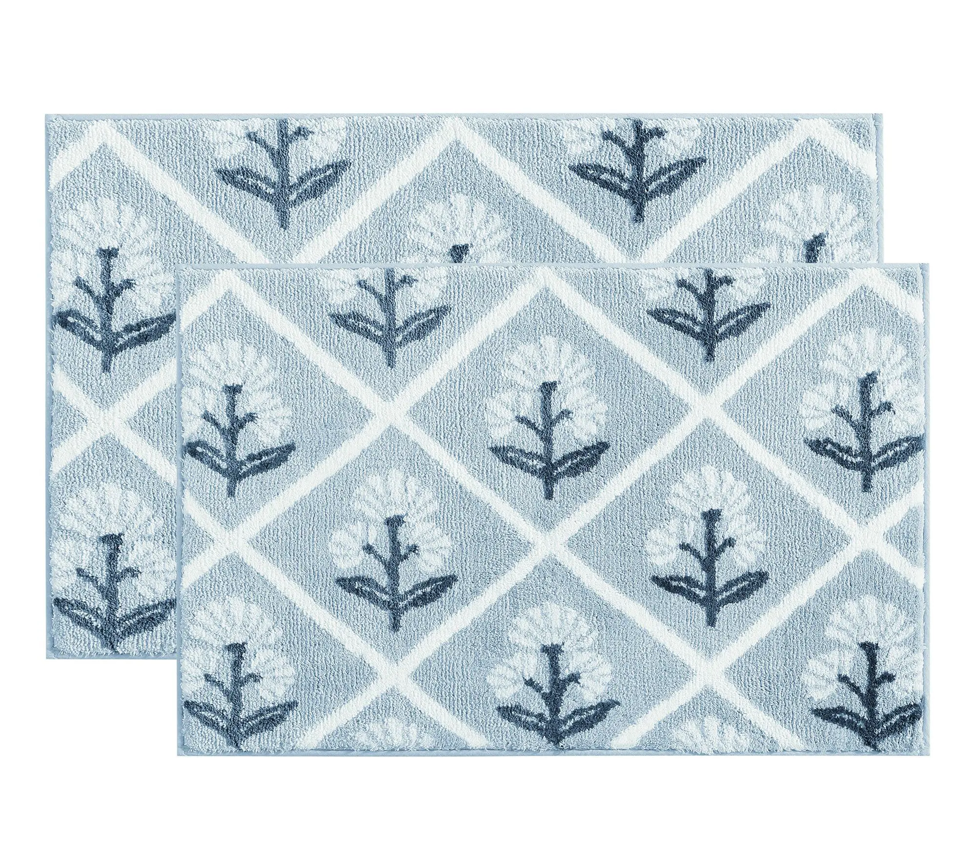 Martha Everyday Trident Floral Light Blue 30X 20 Bath Rug