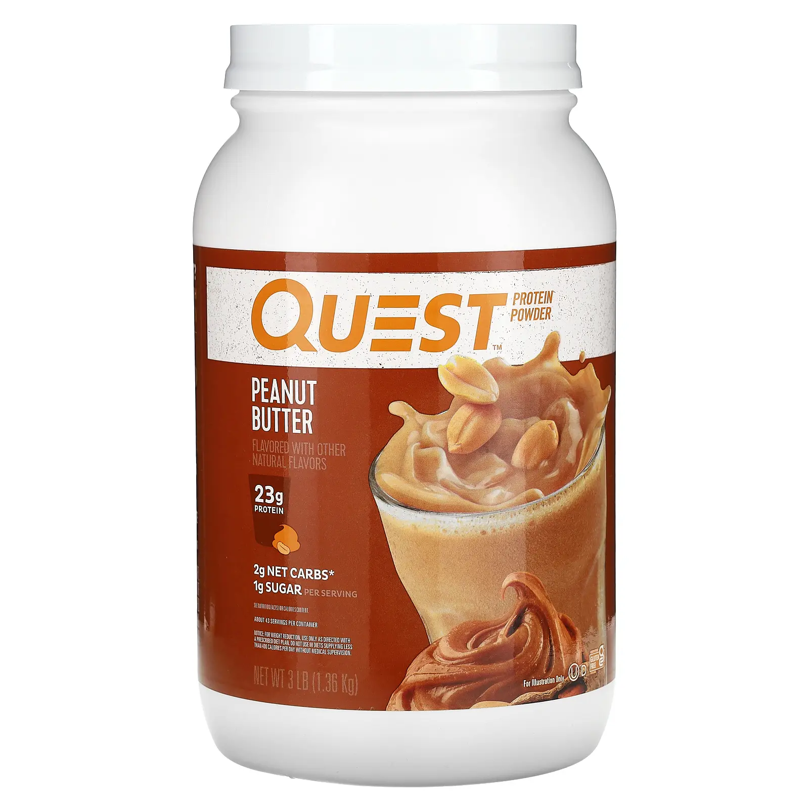 Quest Nutrition Protein Powder, Peanut Butter, 3 lbs (1.36 kg)