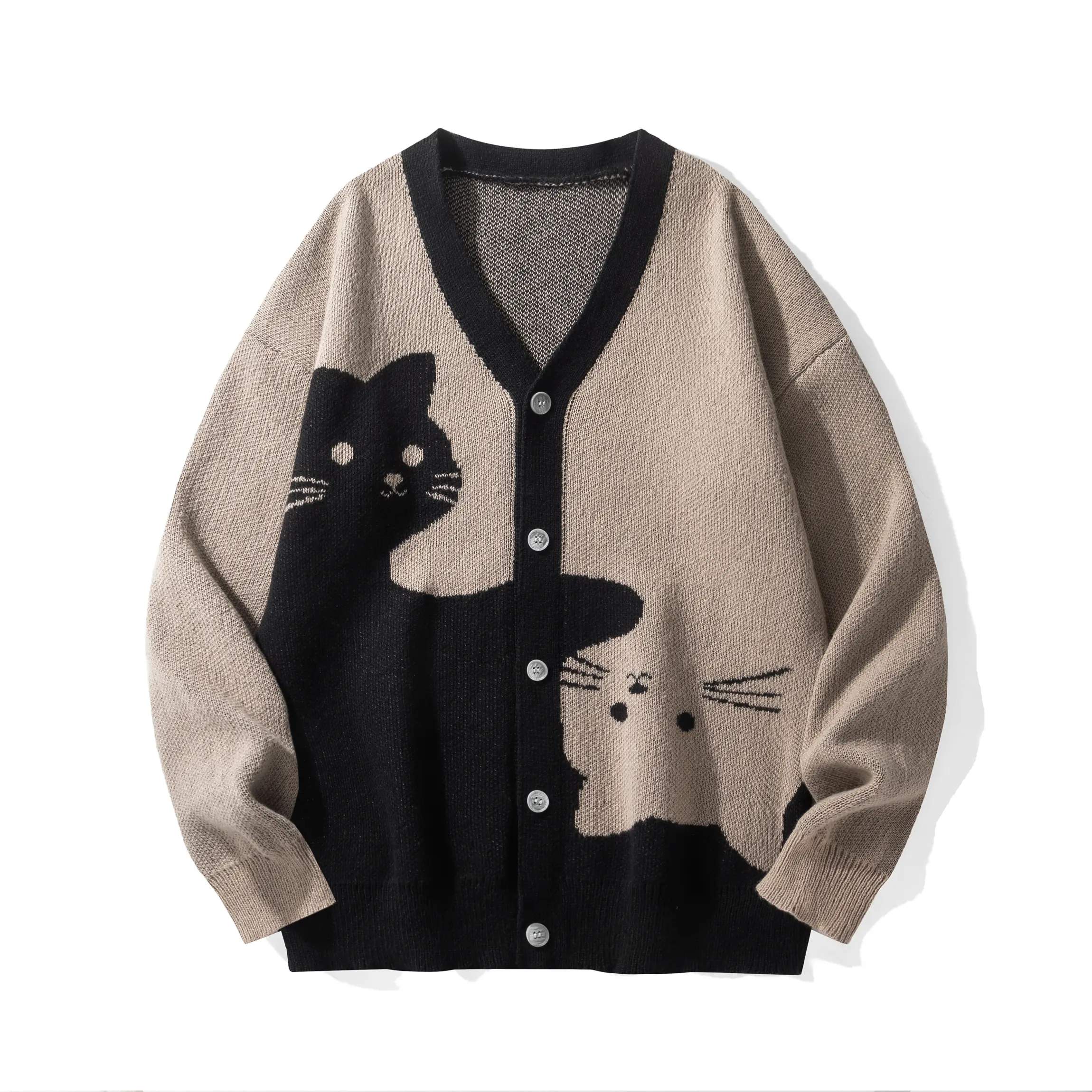 Women's Foldable Knitwear Button Down Cardigan - 2026 Fashion Cute Long-Sleeve V-Neck Polyester Color-Blocking Fitted Elegant Casual Top for Autumn Winter, Valentine's Day, Basic, Preppy, Songkran, Button Down Cardigans