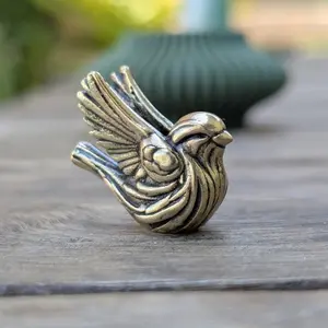 Brass Bird Figurine Handmade Small Solid Bird Sculpture Miniature