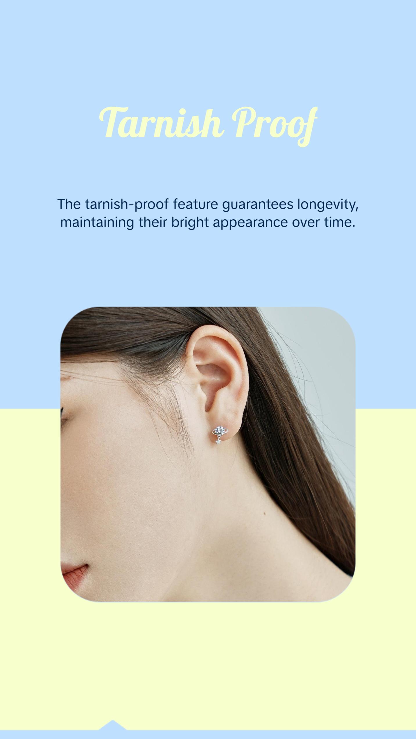 Star Stud Earrings in 925 Sterling Silver for Women