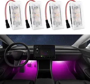 Pcs Interior LED Lights Bulbs Kit Compatible with Tesla Model , Y, X, S, Super Bright Replacement Light Bulbs for Footwell, Door Puddle, Trunk, Frunk  for Tesla Accessories (Pink)