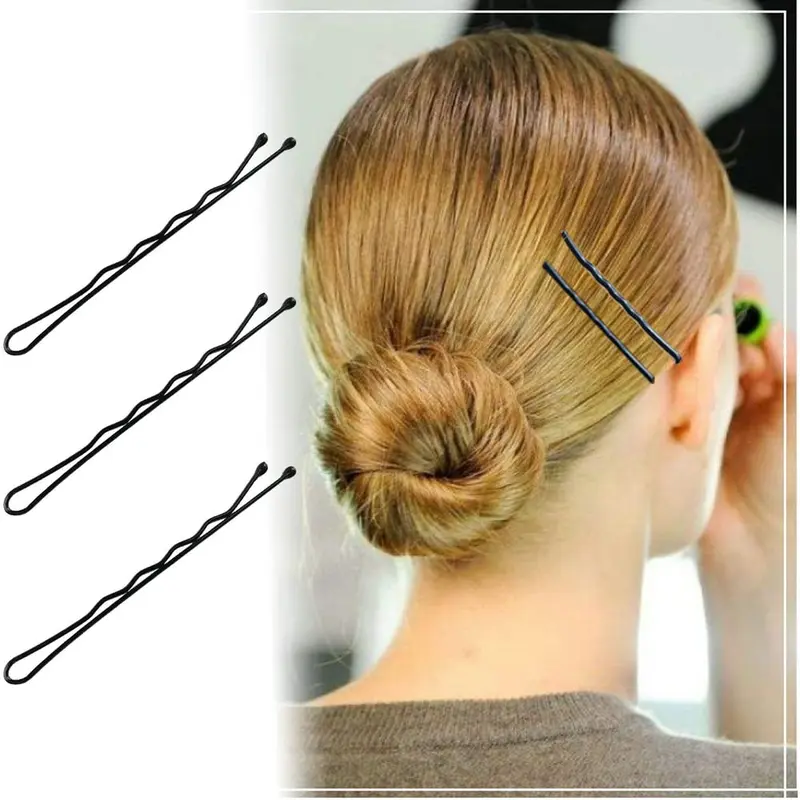 Metal Rubber Hair Pin - Double-Coated, Fade-Resistant, Sturdy, Extra-Long, All-Day Firm Hold, No Hair Pulling, Soft Tips, Wave Middle Design, 1PCS Salon & Daily Use Accessory for All Ages Girls (Random Color)
