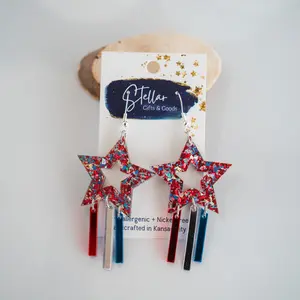 Americana Shooting Star Dangle Earrings
