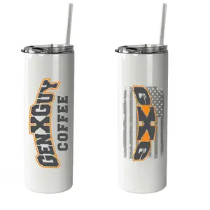 Florescent (Black Light Glow in the Dark)Gen X Guy 20oz Stainless Tumbler with Metal Straw and Cleaning Brush
