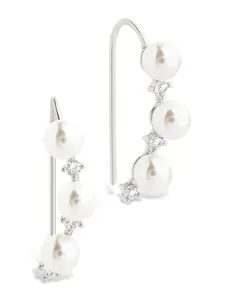 Sterling Silver Siena CZ & Pearl Threader Earrings