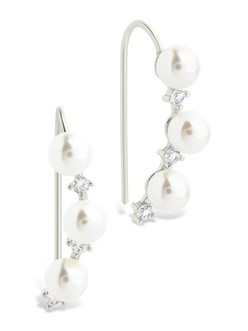 Sterling Silver Siena CZ & Pearl Threader Earrings