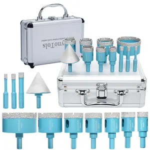 11pcs Higher Quality Diamond Hole Saw Drill Bits Set, Drill Bit & Chamfer Milling Bit, Trangle Shank Thread, Tools, Tool Box, Tools For Men, Drill Bit Set, Drill Bit Sharpener, Vacuum Brazed Technology Longer Service Life High Efficient High Precision