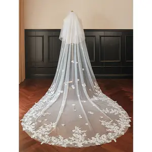 1 pc 2 Tier Women Long Soft Tulle Lace Wedding Bridal Veil With Metal Comb For Wedding Party White Ivory Womenswear Aesthetic