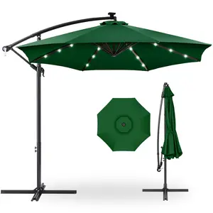 Best Choice Products 10ft Solar LED Offset Hanging Outdoor Market Patio Umbrella w/ Adjustable Tilt