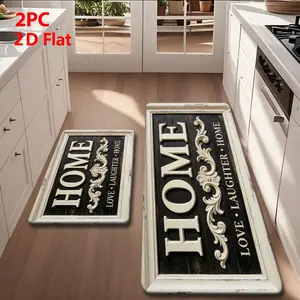 2/3 Piece Flannel Kitchen Mat Set, Non-Slip, Absorbent, Farmhouse Style, Ideal for Kitchen, Bathroom, Laundry Room, Hallway, Home Decor Rug, Floor Mat