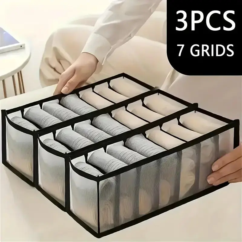 Foldable Lingerie & Sock Storage Box, 17 Drawer Dividers, Durable Nylon Mesh Design, // Options, Bedroom Organizer