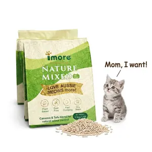 Natural Cassava and Tofu Cat Litter  Dust Free Fast Clumping Odor Control Plant Based Lightweight Low Tracking Highly Absorbent Easy Scooping Unscented Cat Litter for Cats and Kittens 5.5lb