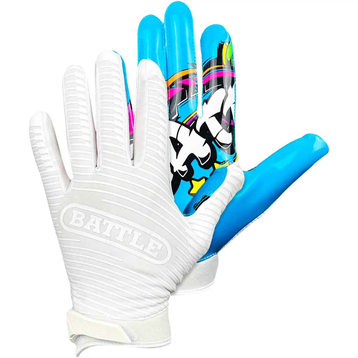 Battle Sports Graffiti23 Doom Adult Football Receiver Gloves, Reinforced Stitching, Perfect Fit Material, Sporty American Football Gear, Adults, Sporty American Football Receiving Gloves
