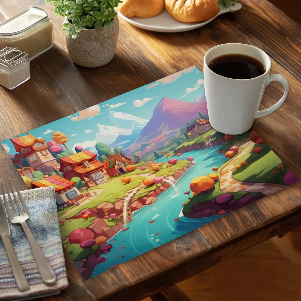 MWW CPPM1418DELGO1 14x18 in. Durable Purple Polyester Rectangle Placemat - Stain Resistant, Vibrant Hue, Stylish for Home Decor, Easy-to-Clean Modern Tableware for Dining Use