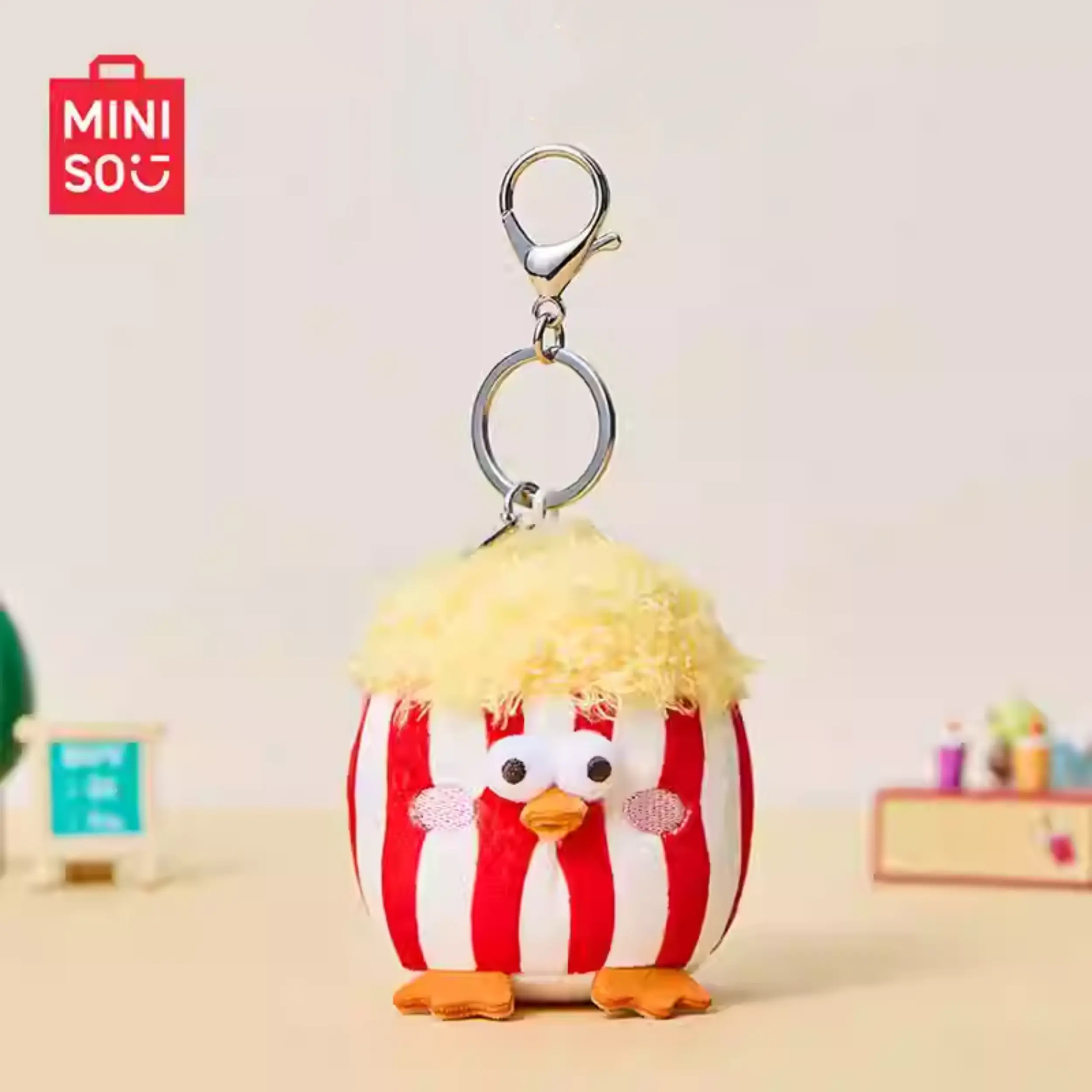 MINISO Popcorn Bum Plush Keychain,Popcorn Dangler,5.98"X2.36" Pocket-Sized Popcorn Plushie,Buttery Soft and Adorably Chunky,Squishy, Snack-Inspired Cuteness for Your Bag,Holiday Gift Birthday Gift