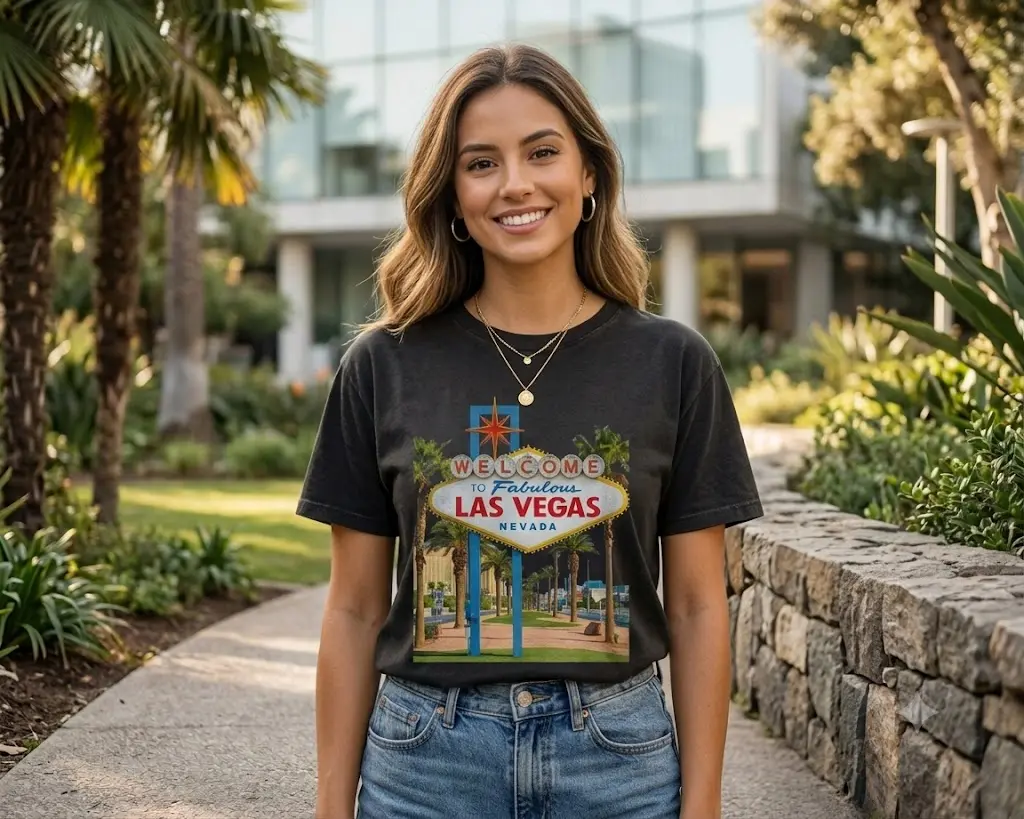 Oversized Retro Las Vegas Print T-Shirt – TikTok Hot Trend 2026