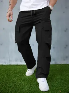 Men's Casual Fitted Work Pants, Elastic Drawstring Cargo Joggers, Trendy Breathable Outdoor Wear, All Seasons Fashion