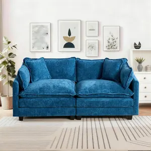 Sofa Couch Loveseat for Living Room,Modern Modular Sectional Sofa 2-Seat 78" Chenille Removable Memory Foam Sofa with 2 Throw Pillows,2 Lumbar Pillows,for Bedroom Apartment