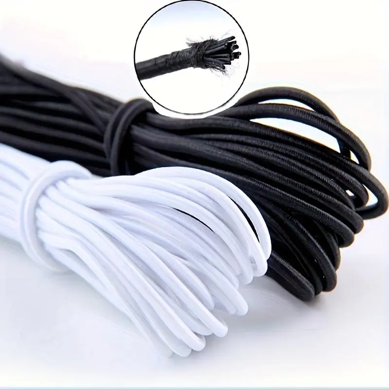 1/1.5/2/3/4mm White Black Round Sewing Elastic Band Fiat Rubber For Waist Band Stretch Rope DIY Craft Jewelry Making Supplies -Beading Cords & Threads