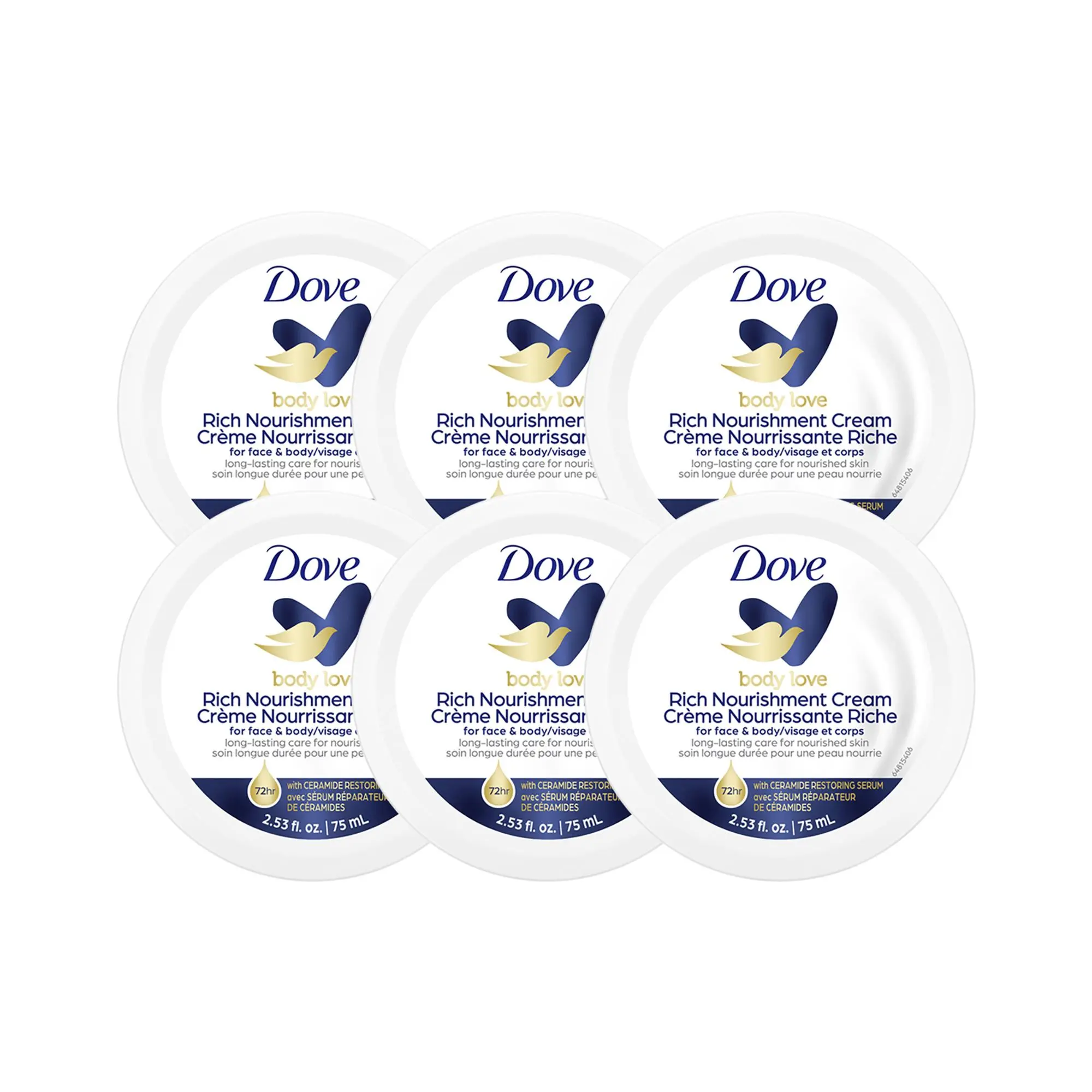 Dove Rich Nourishment Cream, 2.53 oz Body Lotion - Pack of 6