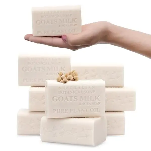 Australian Botanical Soap Goat Milk Soap Bar – Triple-Milled Body Cleanser with Shea Butter & Soya Bean Oil – Gentle Hydration for Sensitive Skin 6.8 oz – 1 Pack