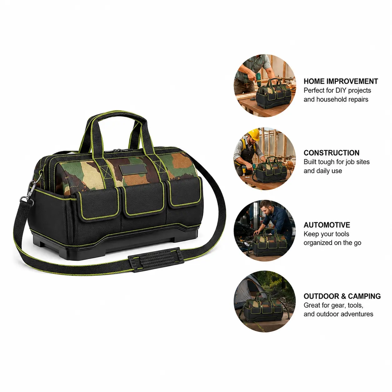 Professional Electrician Tool Bag - Waterproof Durable Oxford Fabric with Reflective Strips, Multiple Pockets for Organizing Tools Efficiently, Enhance Visibility, Long-Lasting Use, Outdoor Applications, Outdoor Jobs