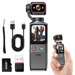 4K HD Handheld Vlog Camera, Pocket Gimbal Gyroscope Stabilizer, Wearable Sports Camera, Outdoor Cycling Waterproof Portable, USB Charging