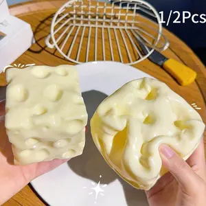 1/2Pcs Super Large Soft Cheese Blocks, Cheese Shaped Squishy, Slow Bounce Stress Relief Toy, Scented Simulation Cake Bread, Giant Pressure Ball for Adults, Squishies