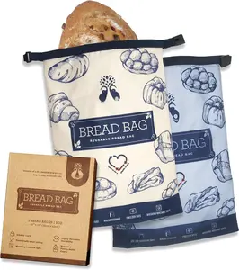 - 2 Packs Bread Bags, Zipper  Bread Bags for Homemade Loaf, Freezer Sourdough Container, Fresh Keeping ,   Storage Bag